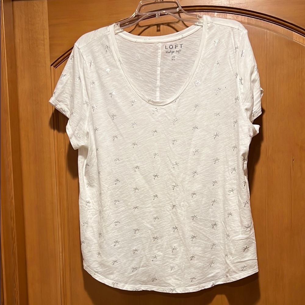LOFT White Relaxed Short Sleeve Tee